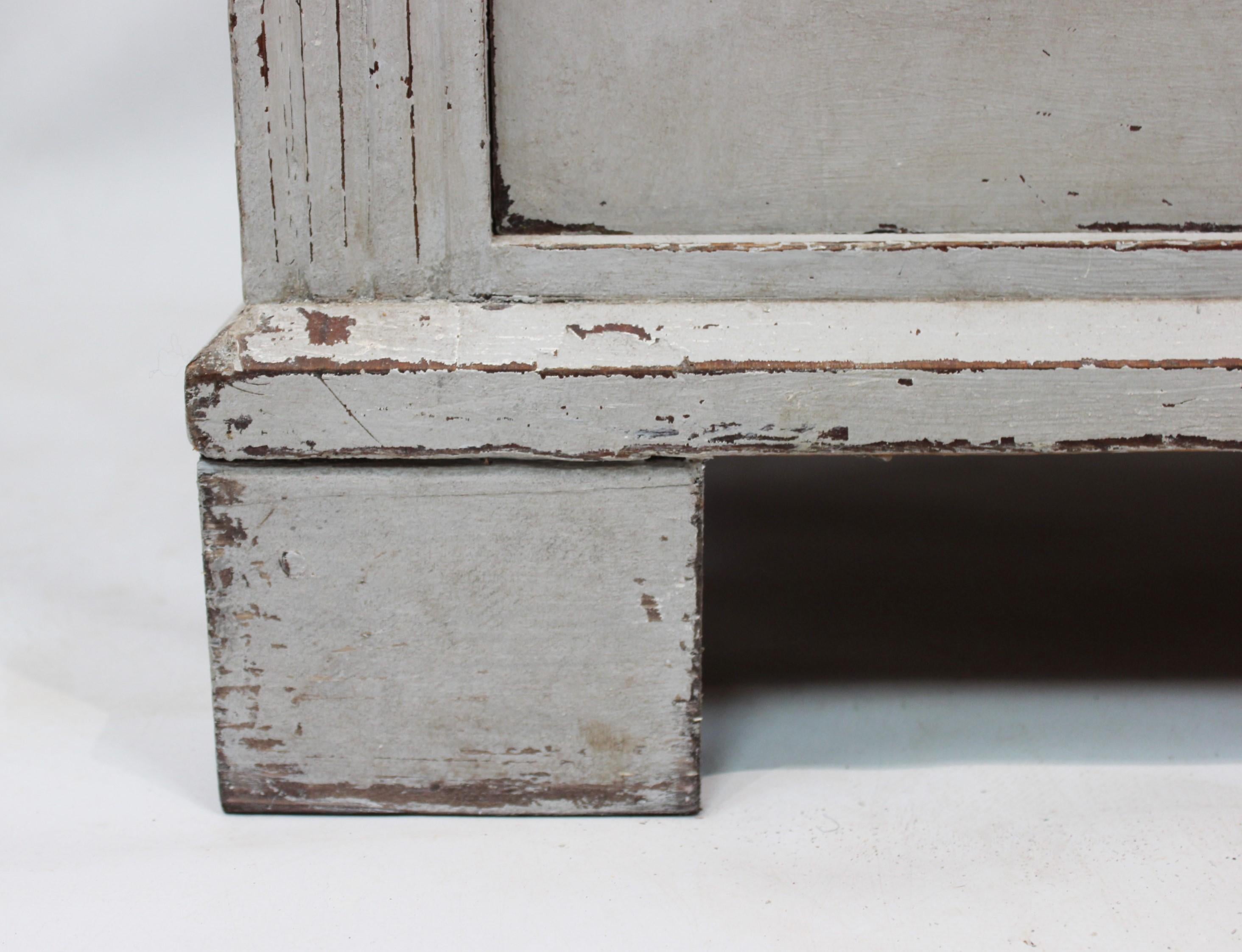 Large Grey Painted Gustavian Glass Cabinet from circa 1860s 1