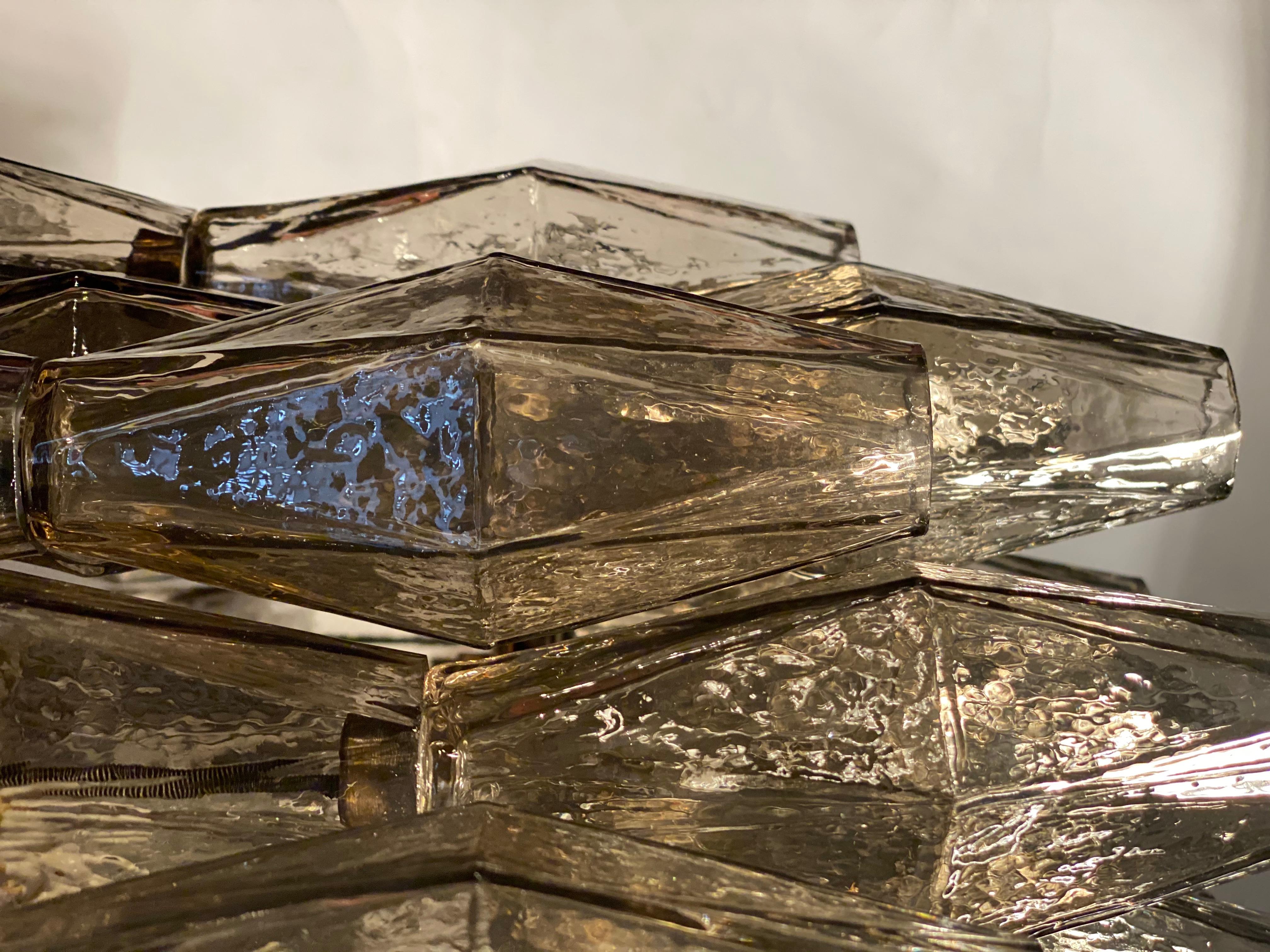 Italian Large Grey Poliedri Murano Glass Ceiling Light Carlo Scarpa Style For Sale