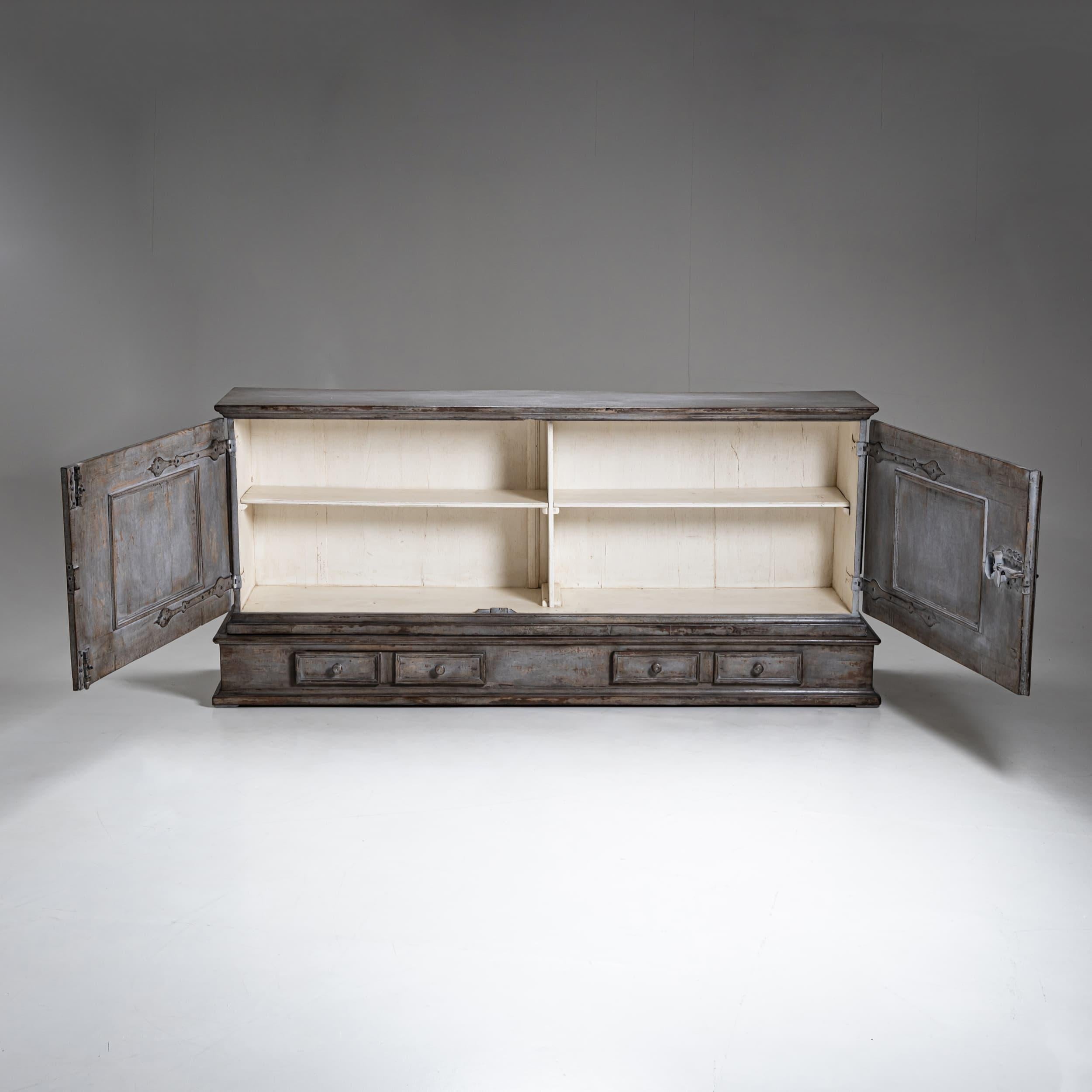 German Large grey Sideboard, 18th Century