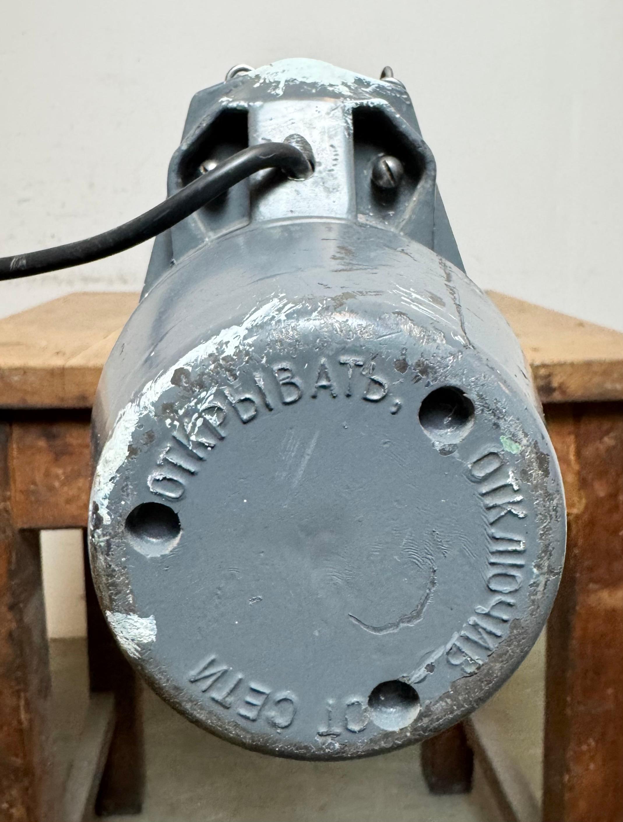 Large Grey Soviet Industrial Hanging Tube Light, 1970s For Sale 9