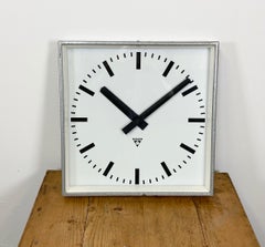 Large Grey Square Wall Clock from Pragotron, 1960s