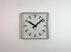Large Grey Square Wall Clock from Pragotron, 1970s