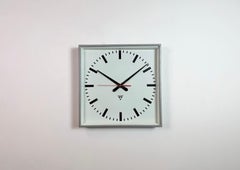 Large Grey Square Wall Clock from Pragotron, 1970s