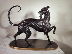 Large Greyhound Dog in Solid Bronze Art Deco Period