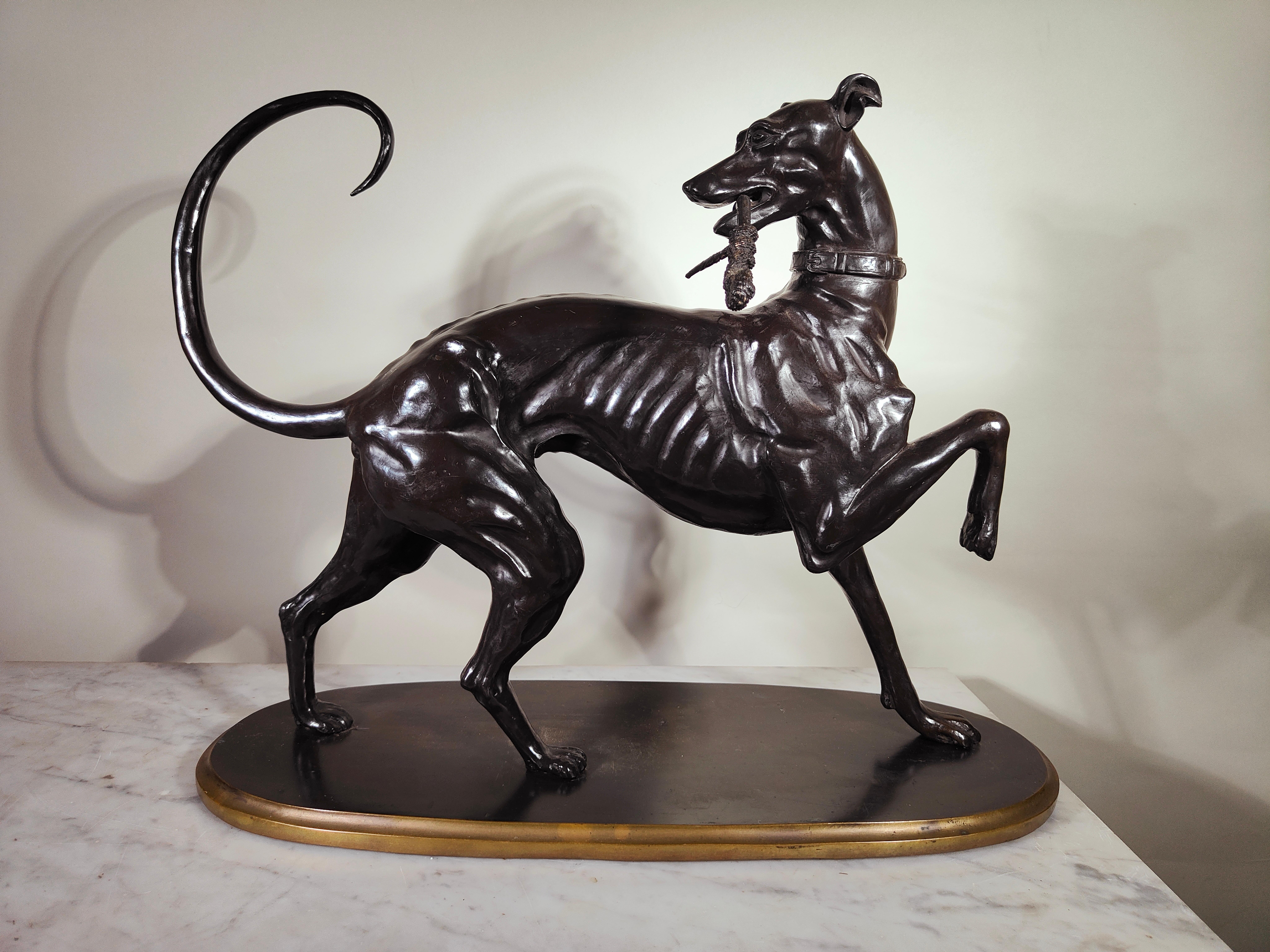 greyhound bronze statue