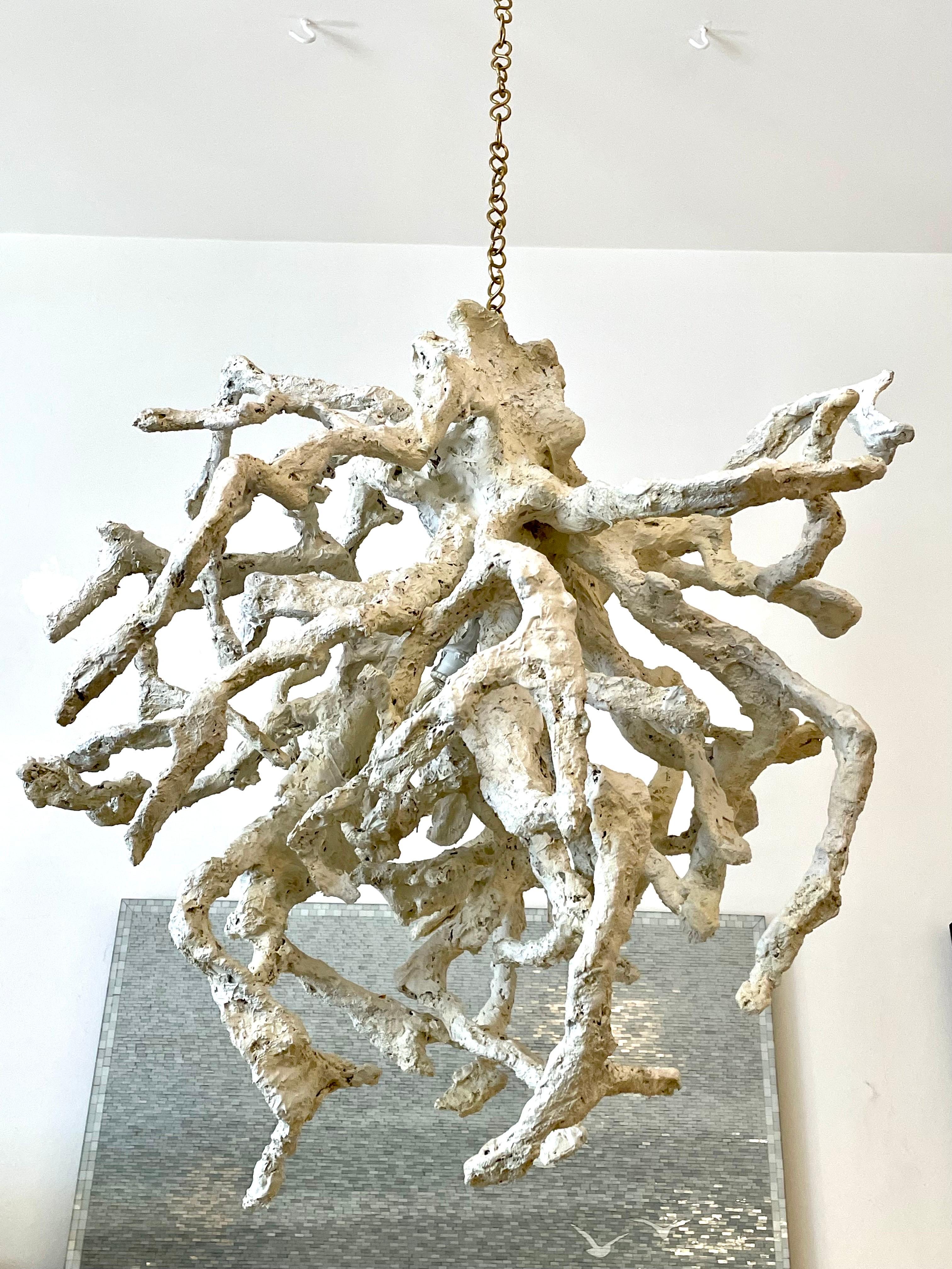 American Large Grotto Style Coral Branch Chandelier For Sale