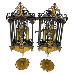 Large group Vintage French Gothic , Iron and Gilt wall sconce's