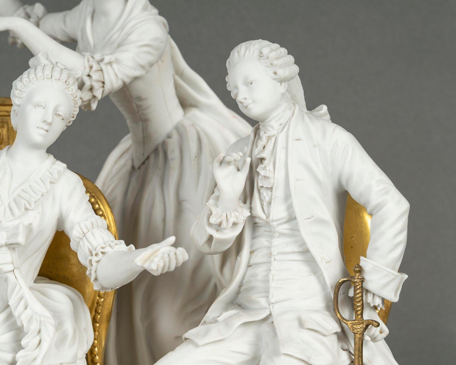 Large Group in Biscuit and Gilt Bronze, Sèvres Manufactory, Napoleon III Period. In Good Condition For Sale In Saint-Ouen, FR