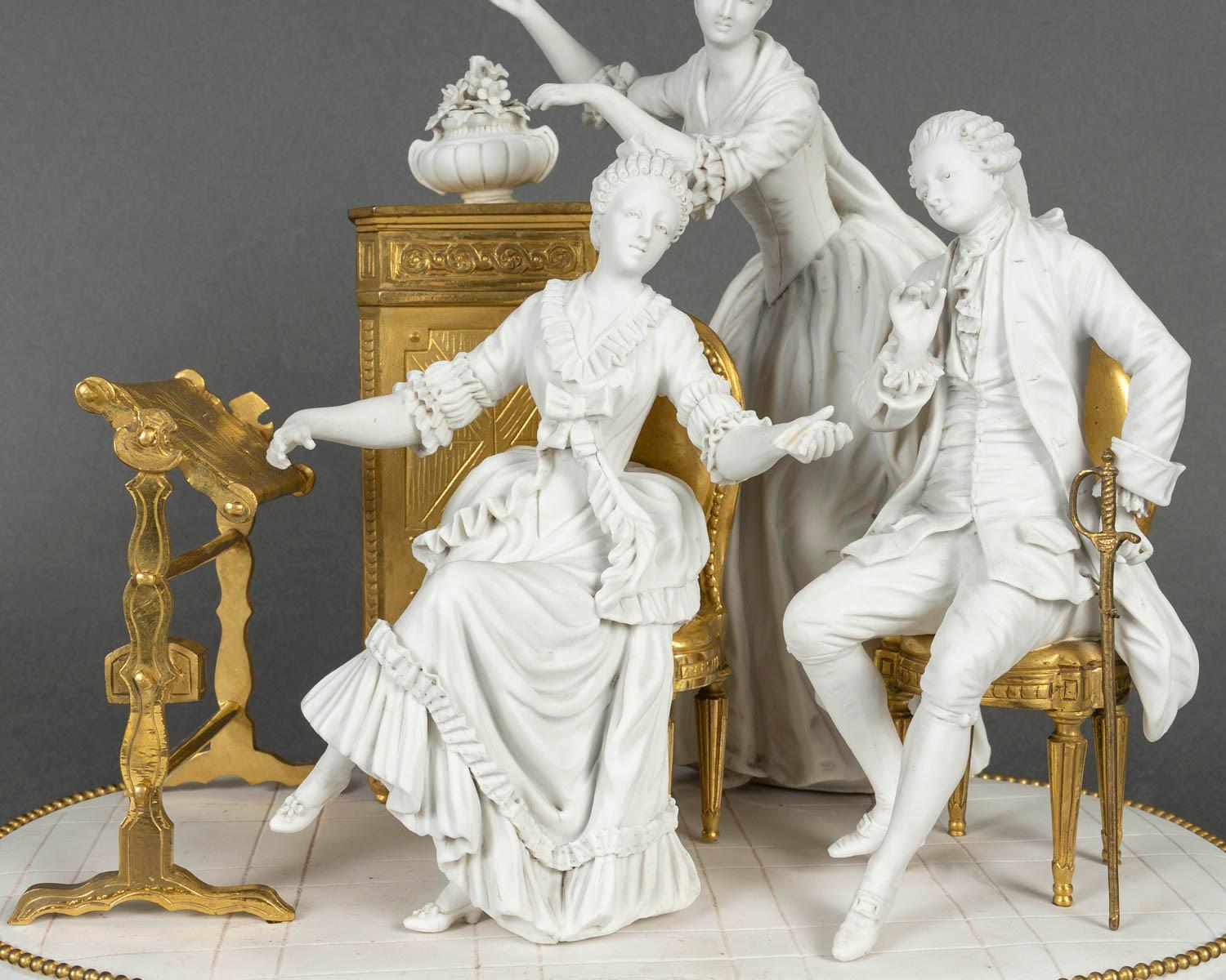 19th Century Large Group in Biscuit and Gilt Bronze, Sèvres Manufactory, Napoleon III Period. For Sale