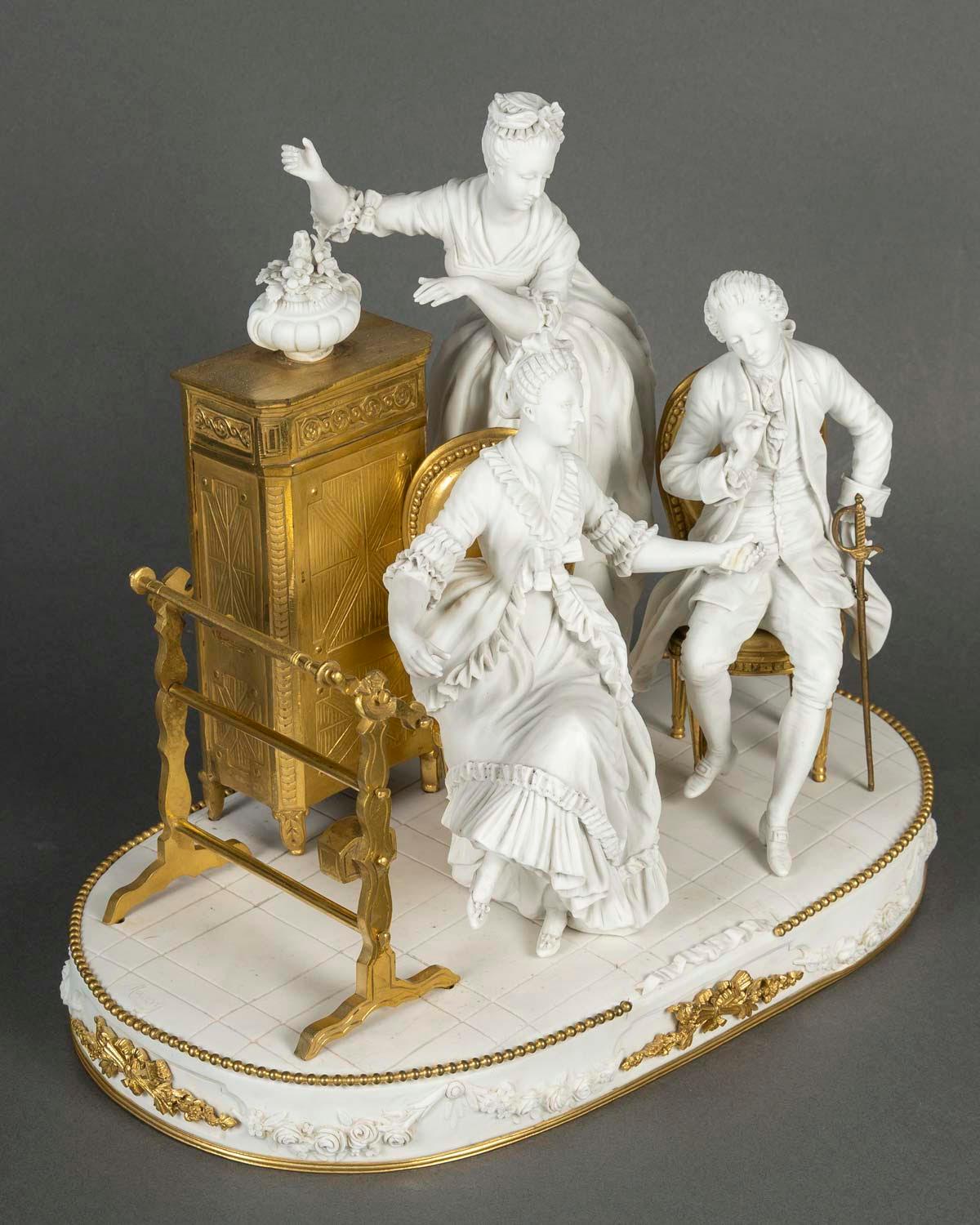 Large Group in Biscuit and Gilt Bronze, Sèvres Manufactory, Napoleon III Period. For Sale 4