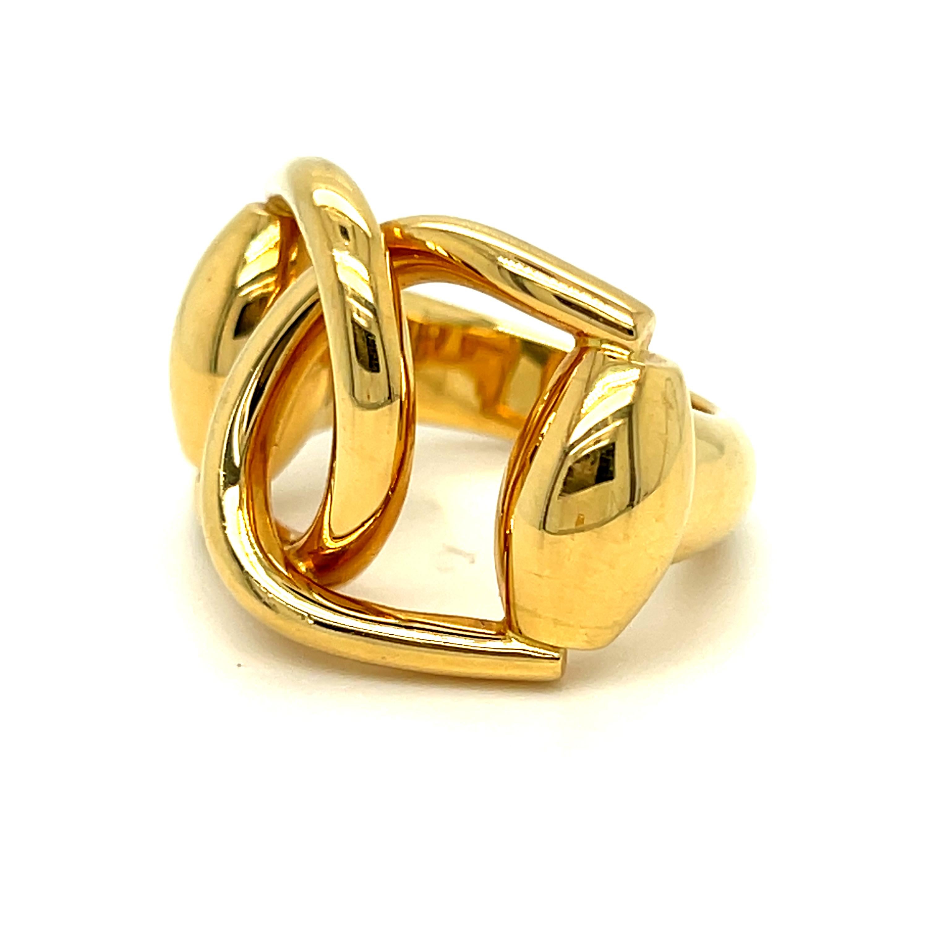 Modern Large GUCCI Vintage Horsebit 18K Yellow Gold Ring.