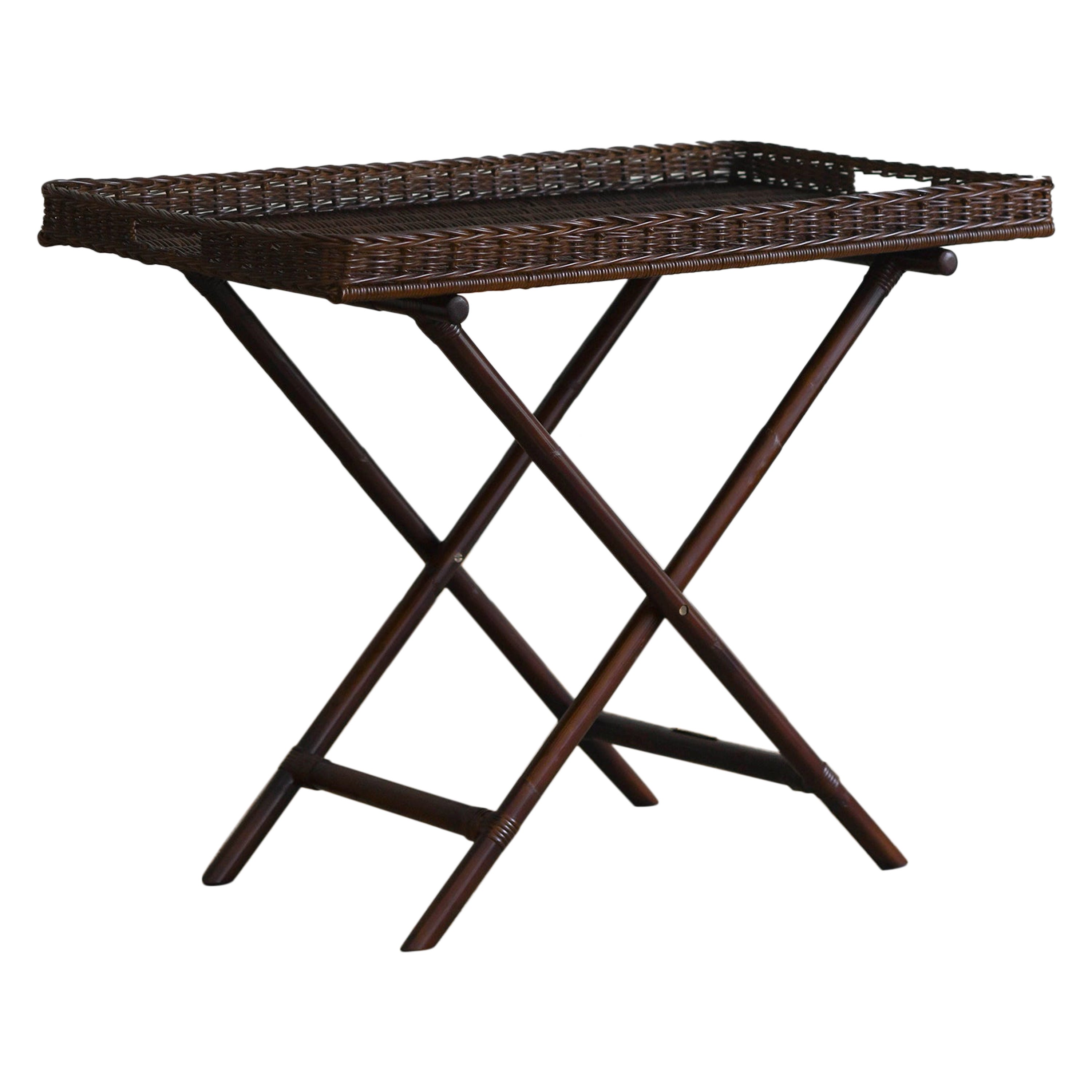 Großer Gueridon aus haselnussbraunem Rattan - Edizioni Molto im Angebot