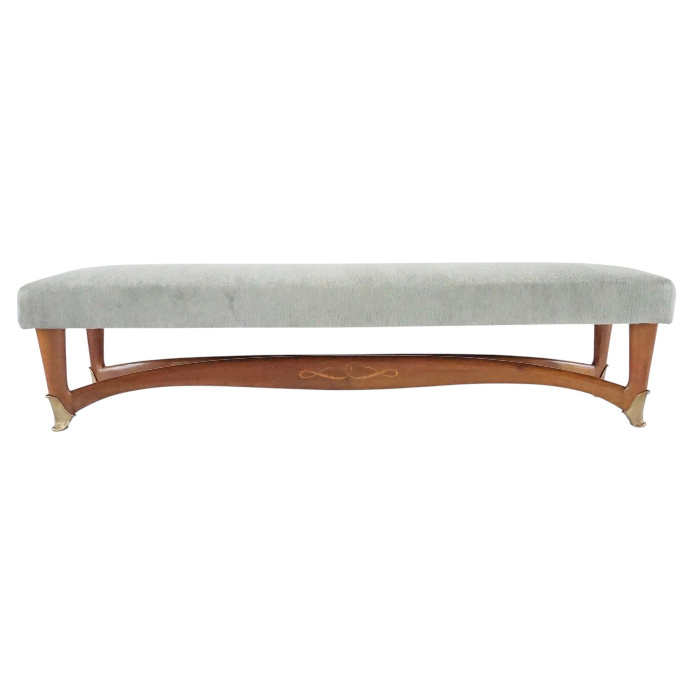 large Guglielmo Ulrich bench, walnut and brass, 1940