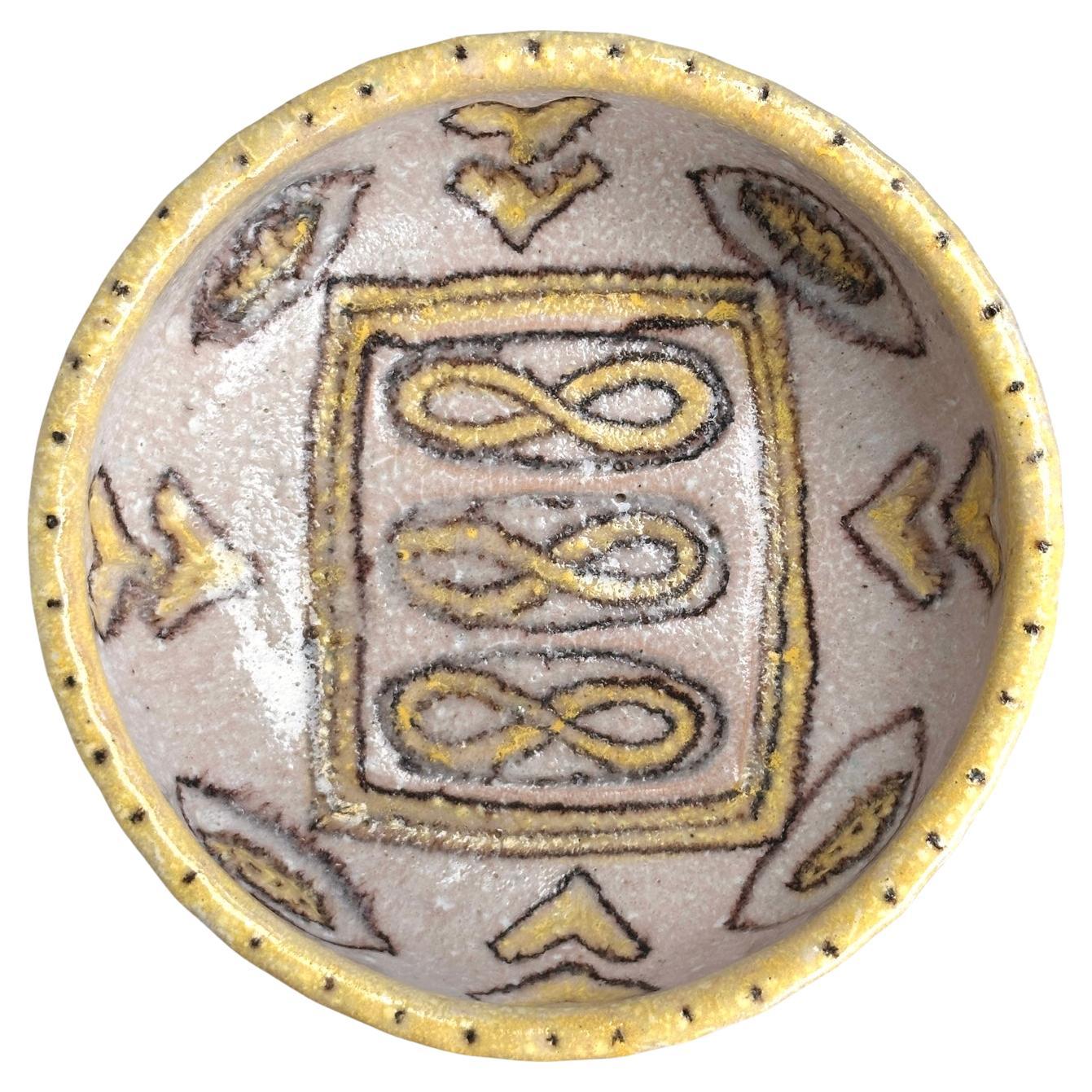 Large Guido Gambone Bowl, Italian Ceramic Centerpiece