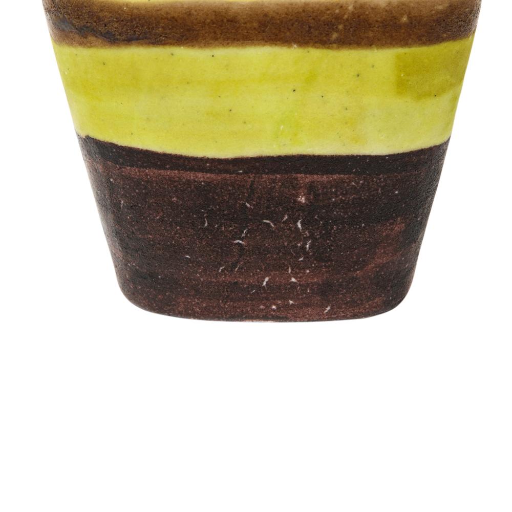 Large Guido Gambone Vase, Ceramic, Yellow, Green, Stripes, Signed 2