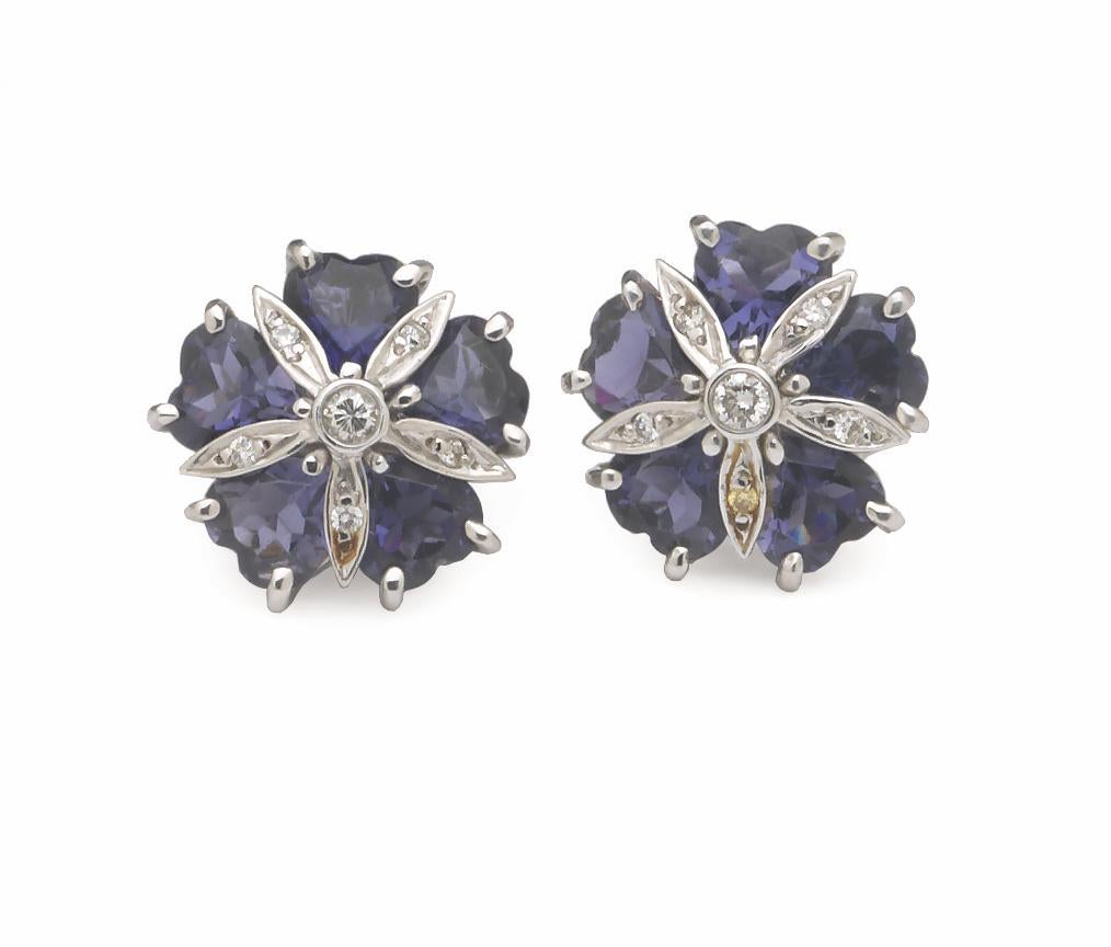 Large GUM DROP Earrings with Cabochon Chalcedony and Diamonds For Sale 4