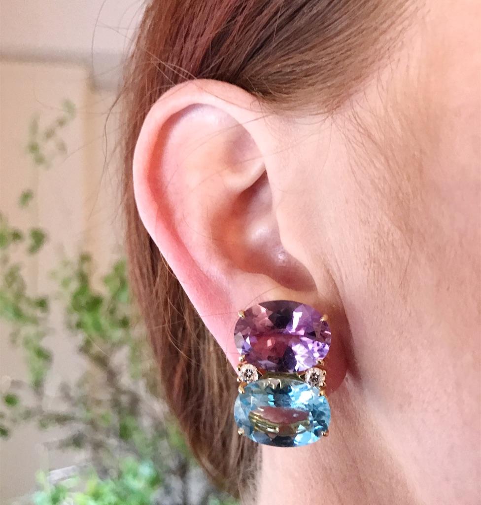 Christina Addison Large Gum Drop Earrings with Cabochon Turquoise and Diamonds For Sale 7
