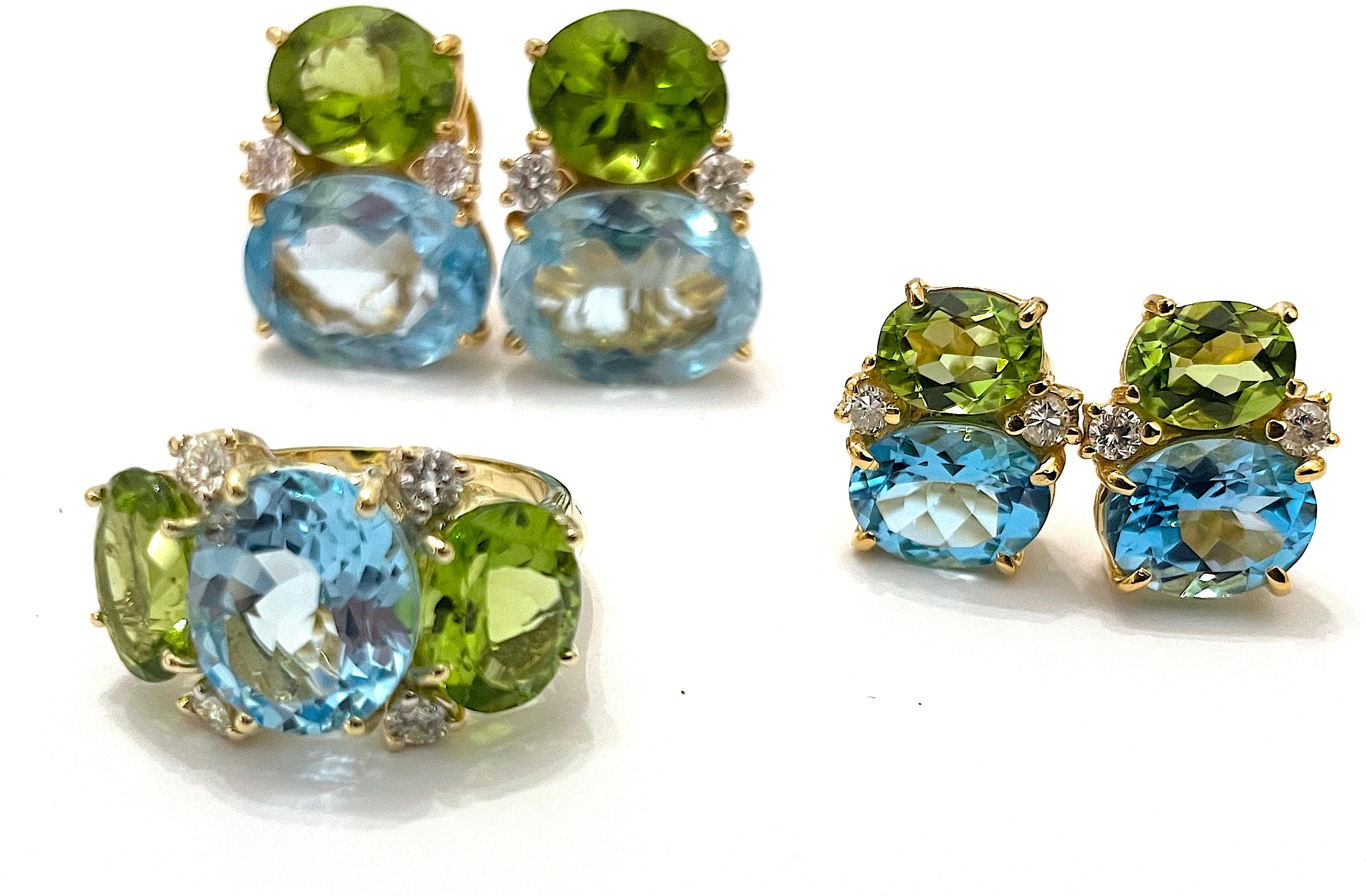 Christina Addison Large Gum Drop Earrings with Cabochon Turquoise and Diamonds For Sale 14