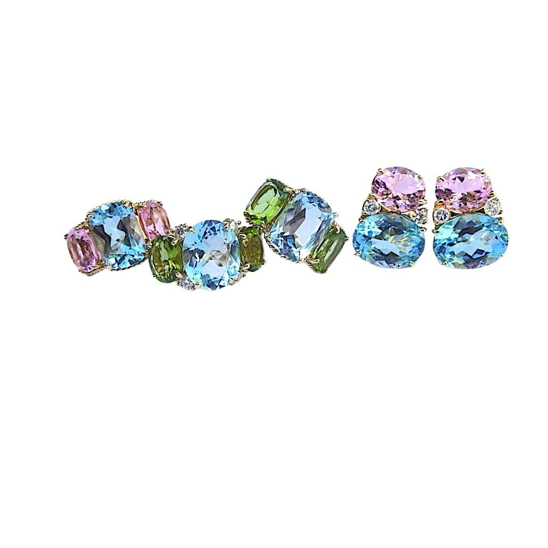 Large GUM DROP Earrings with Citrine and Pink Topaz and Diamonds For Sale 11