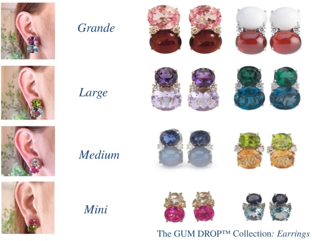 Große GUM DROP-Ohrringe mit facettiertem Granat und Diamanten, Clip oder durchbohrt im Angebot 3
