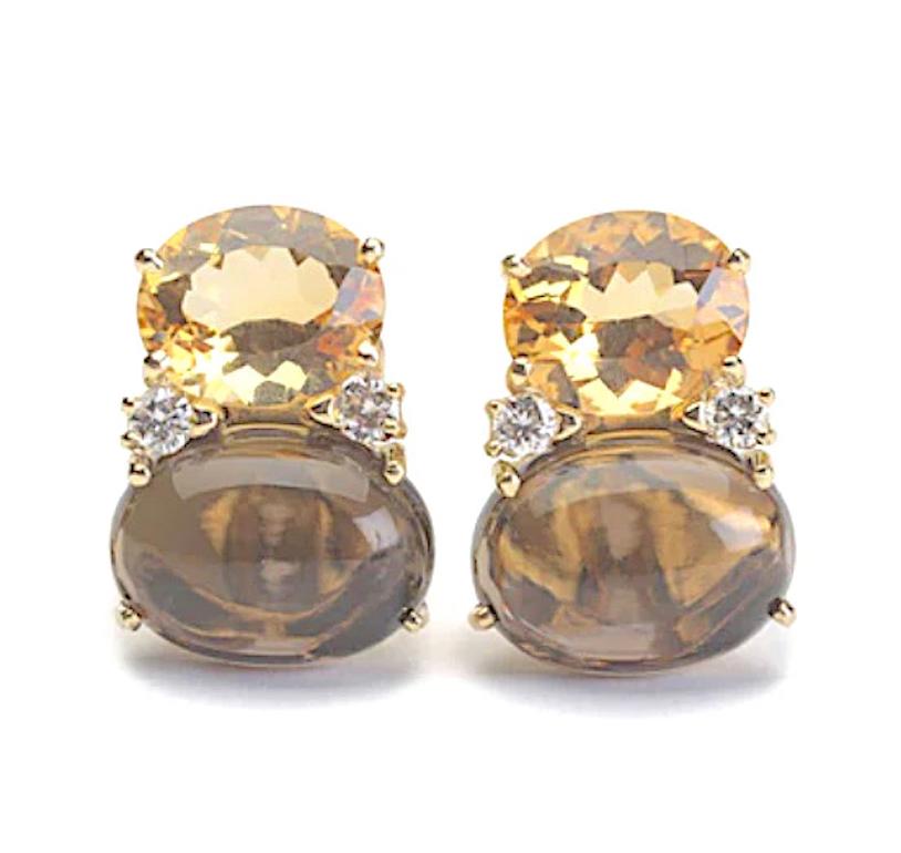 Large GUM DROP Earrings with Peridot and Citrine and Diamonds For Sale 2