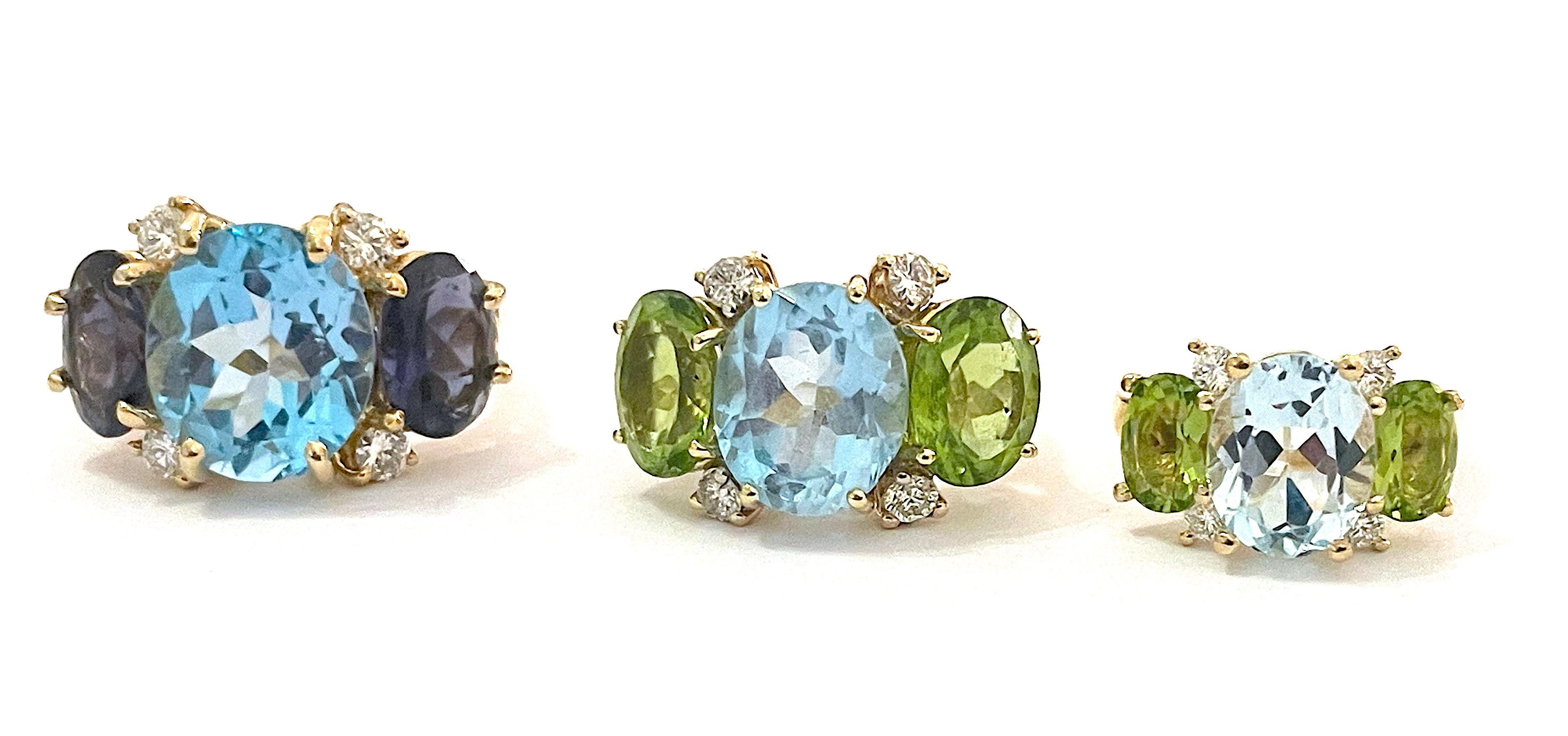 Large GUM DROP Earrings with Peridot and Citrine and Diamonds For Sale 11