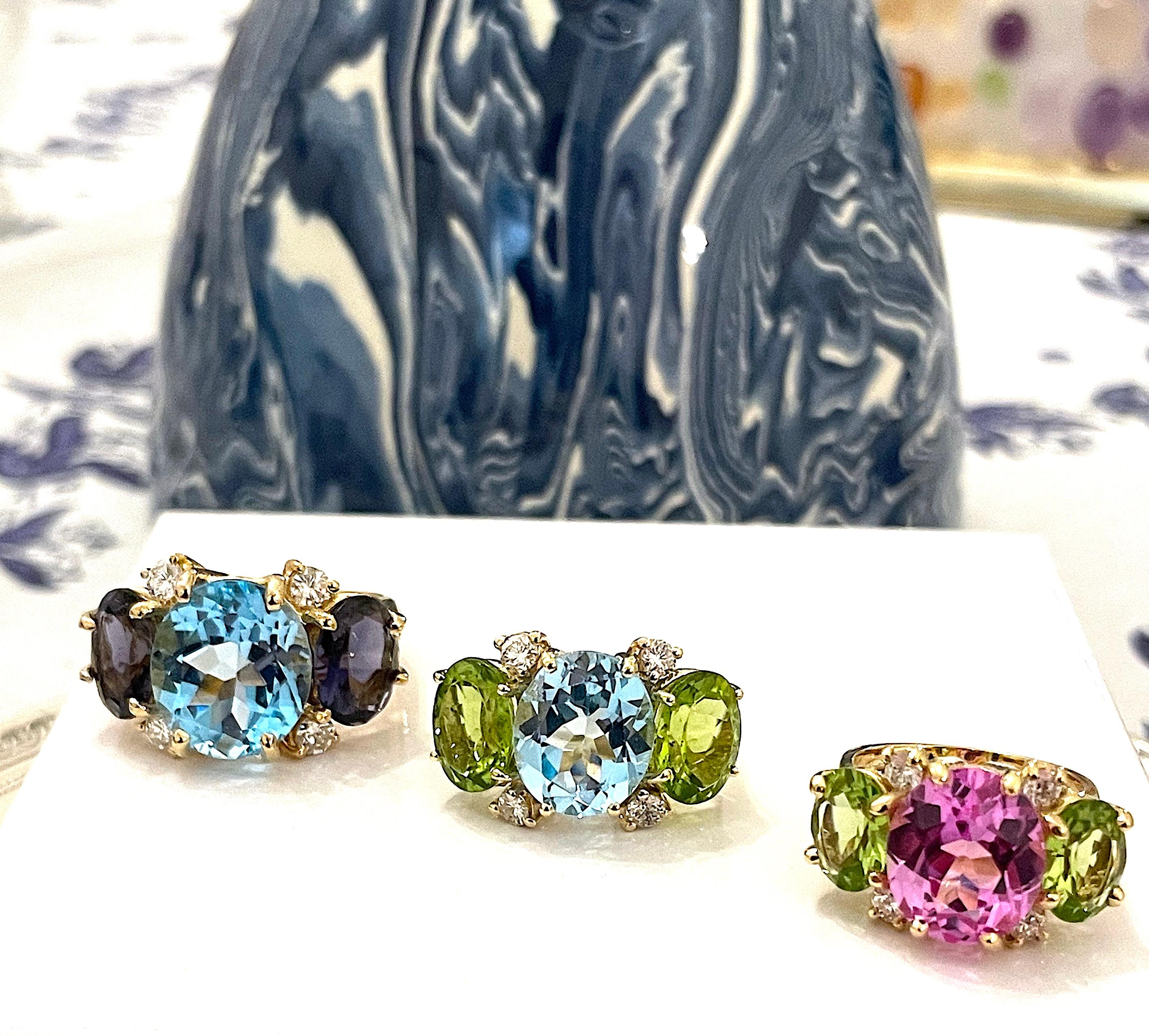 Große GUM DROP-Ohrringe mit Peridot und rosa Topas und Diamanten im Angebot 5