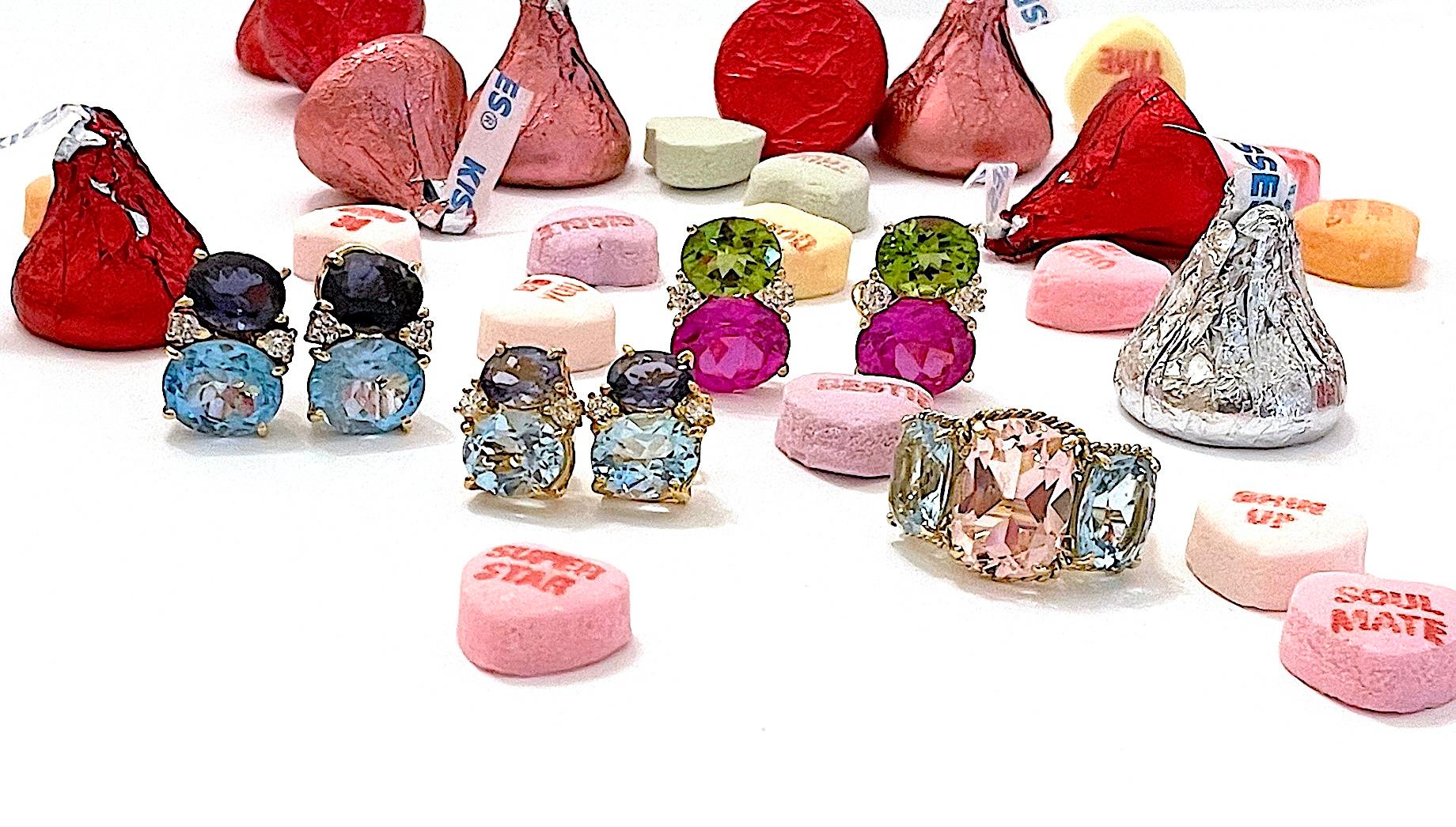 Grandes boucles d'oreilles en forme de Gum avec topaze fumée en cristal de roche et diamants  en vente 8