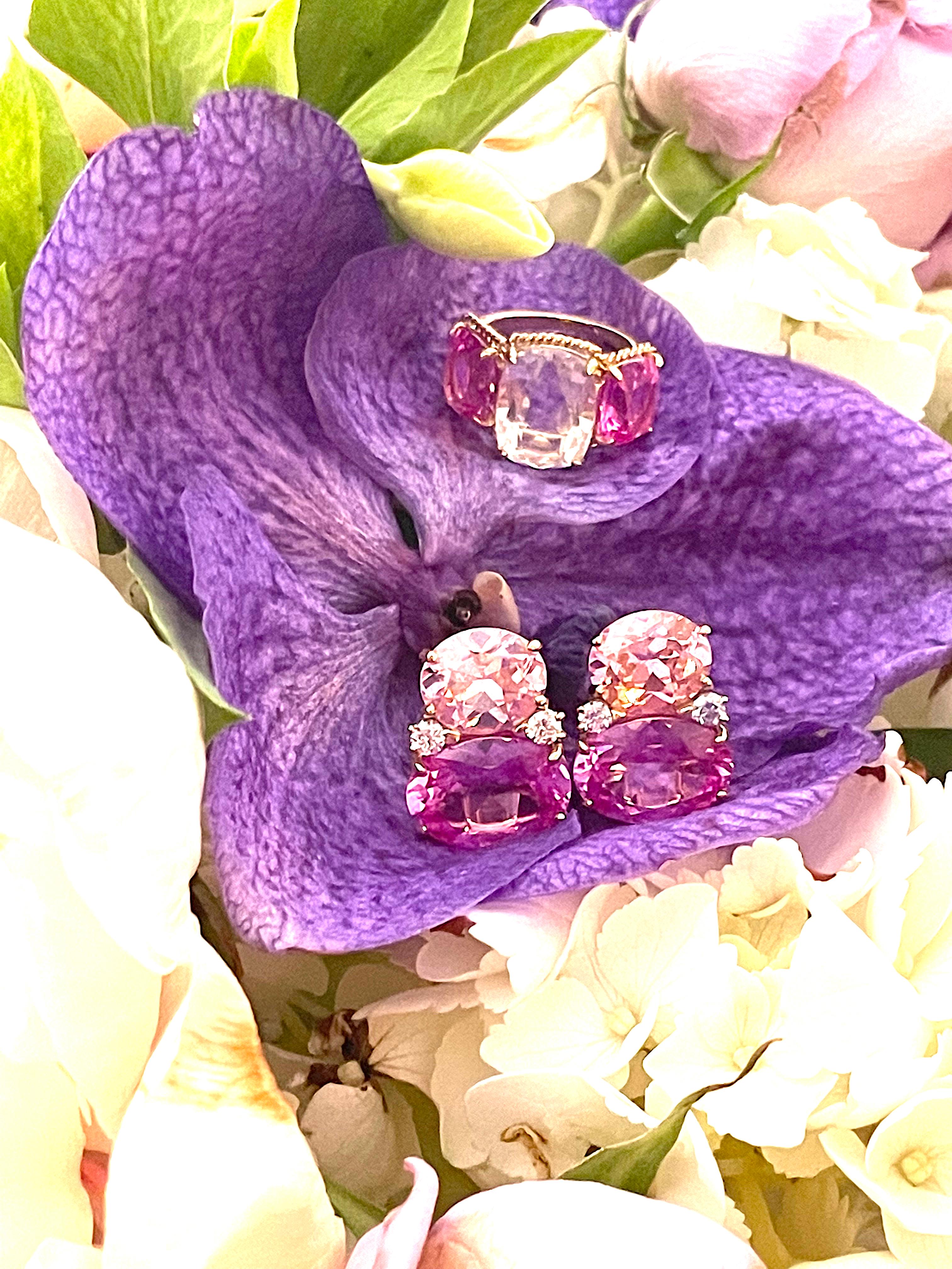 Large Gum Drop Earrings with Two-Toned Amethyst and Diamonds In New Condition For Sale In New York, NY