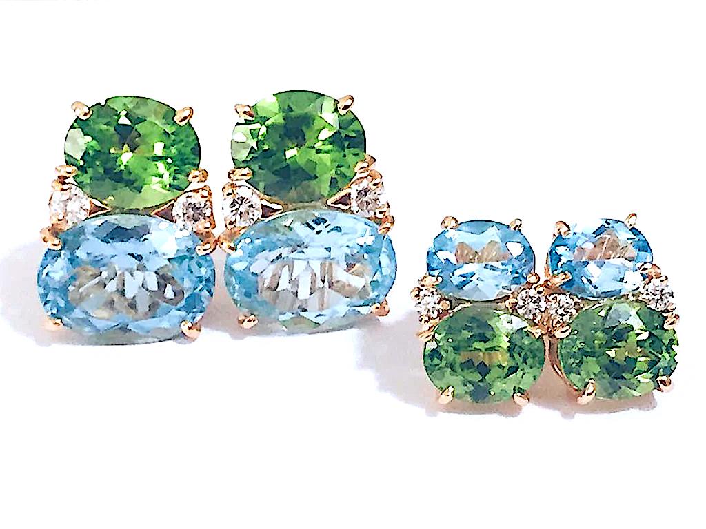 Large GUM DROP Earrings with Cabochon Chalcedony and Diamonds For Sale 7