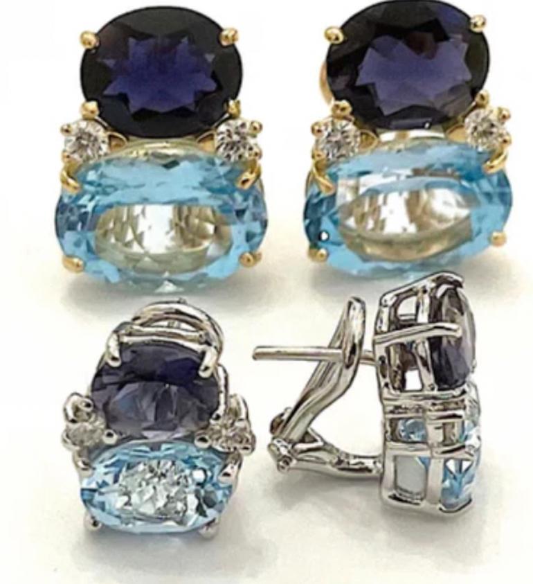 Large GUM DROP Earrings with Champagne Quartz and Citrine and Diamonds For Sale 5