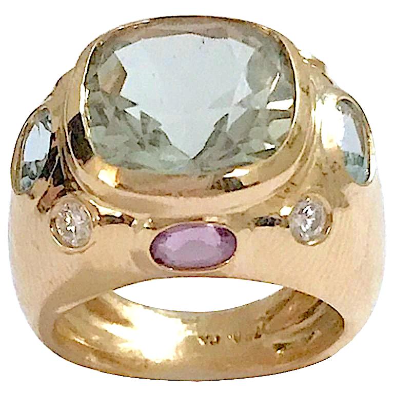 Large GUM DROP Earrings with Citrine and Cabochon Pink Topaz and Diamonds For Sale 7