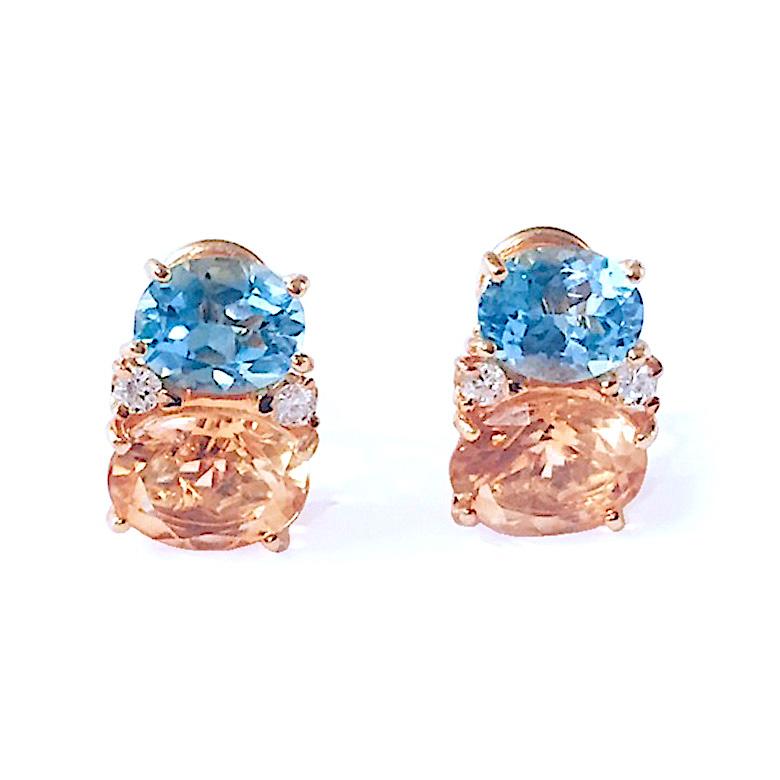 Large GUM DROP Earrings with Citrine and Cabochon Pink Topaz and Diamonds For Sale 9