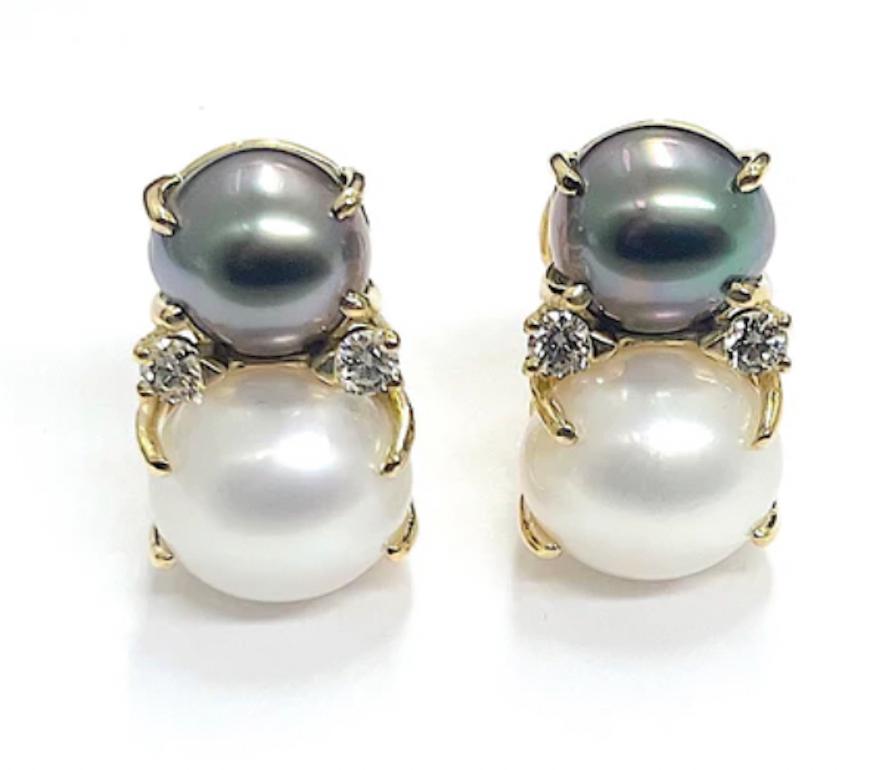 Large GUM DROP Earrings with Faceted Citrine and Cabochon Citrine and Diamonds For Sale 2