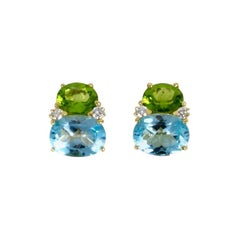 Large GUM DROP™ Earrings with Peridot and Blue Topaz and Diamonds