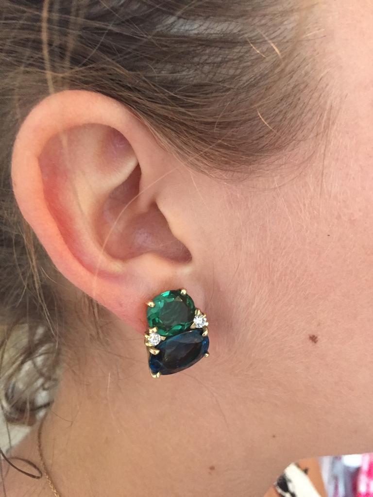 Boucles D'Oreilles En Tsavorite 18x11x7mm Surélevées - Argent Massif 925 - Fabriqué En France