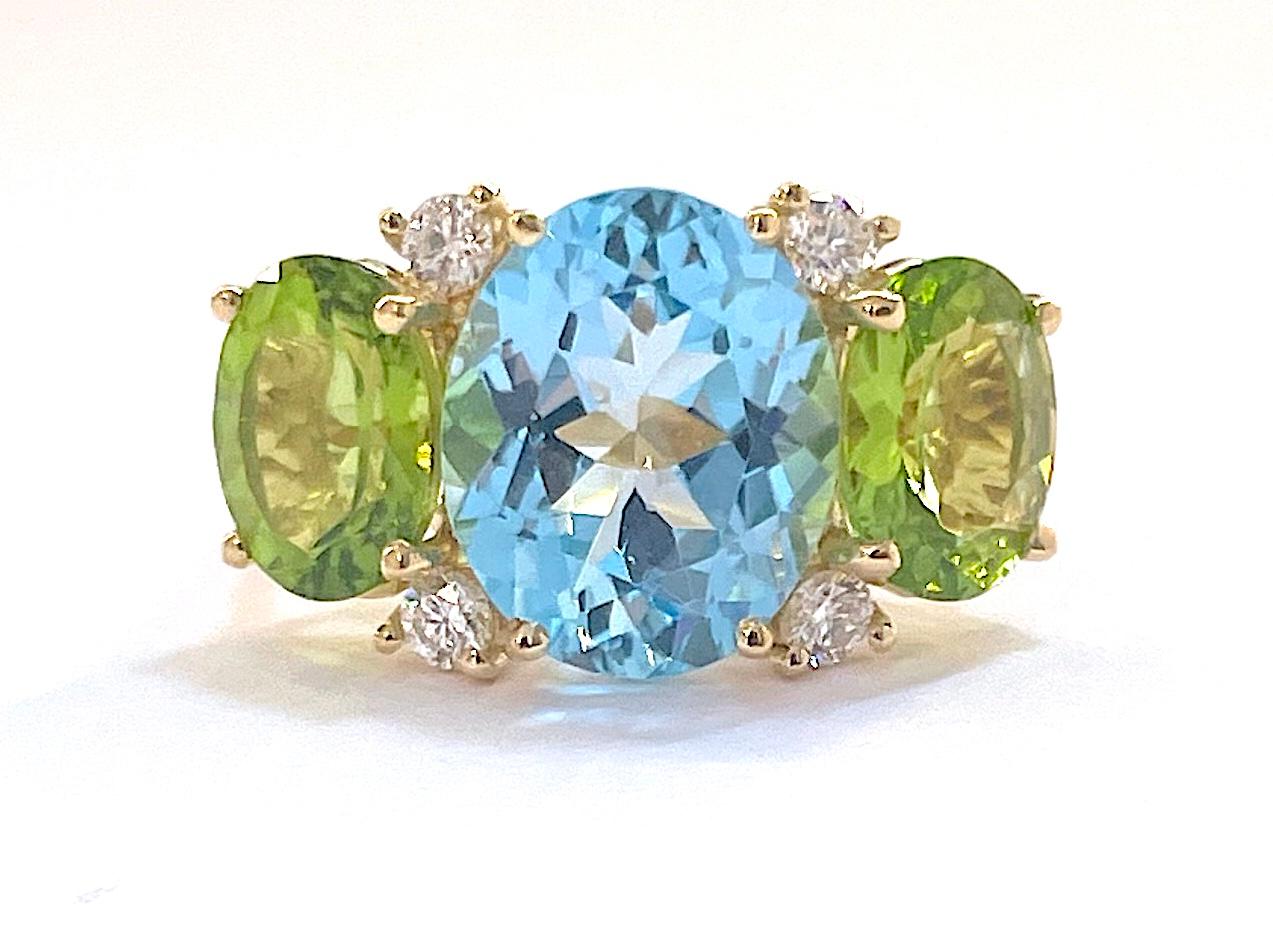 Christina Addison Large GUM DROP Ring with Pink Topaz and Citrine and Diamonds For Sale 1