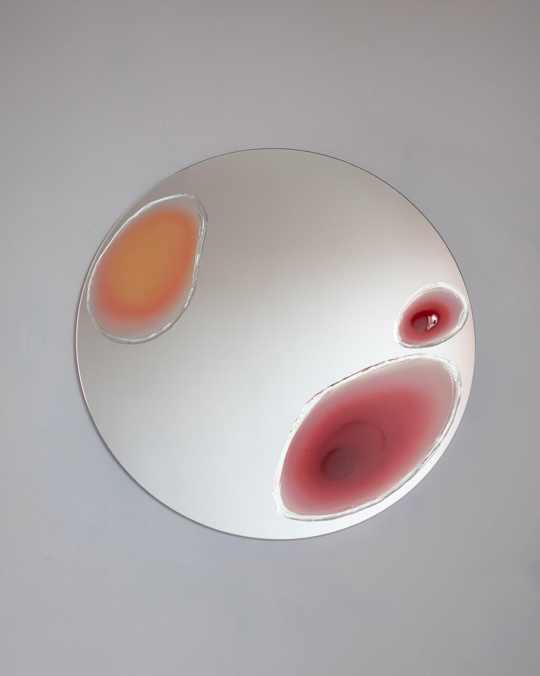 Hand-Crafted Large Gumdrop Mirror by Courtney Kinnare, Contemporary Resin Art Mirror For Sale