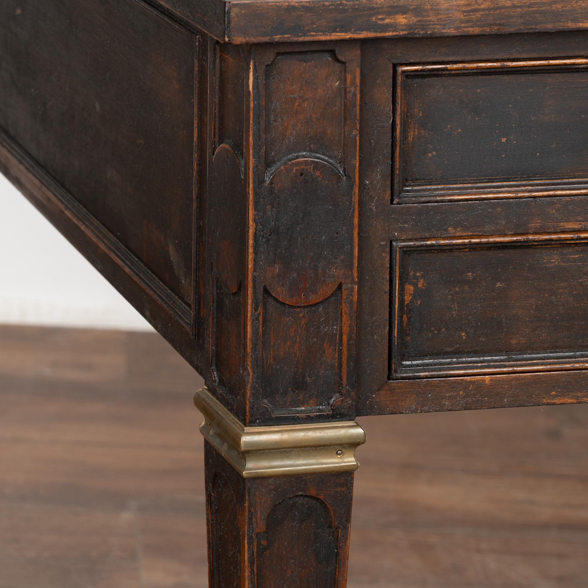 Large Gustavian Black Desk With Five Drawers, Sweden circa 1900's 5