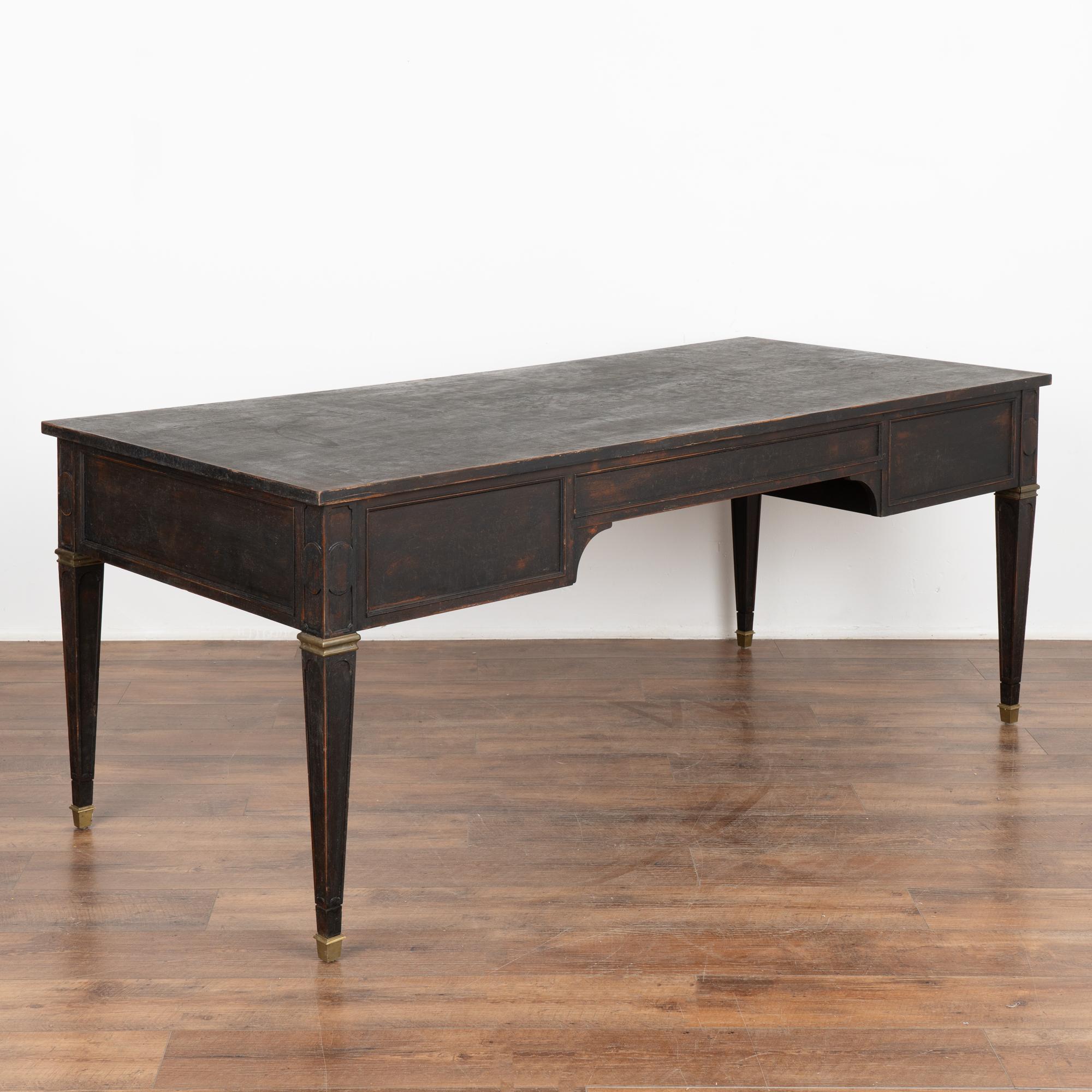 Large Gustavian Black Desk With Five Drawers, Sweden circa 1900's 7