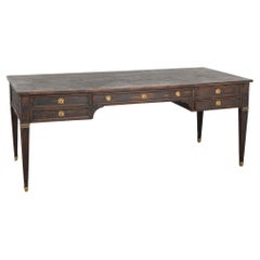 Large Gustavian Black Desk With Five Drawers, Sweden circa 1900's