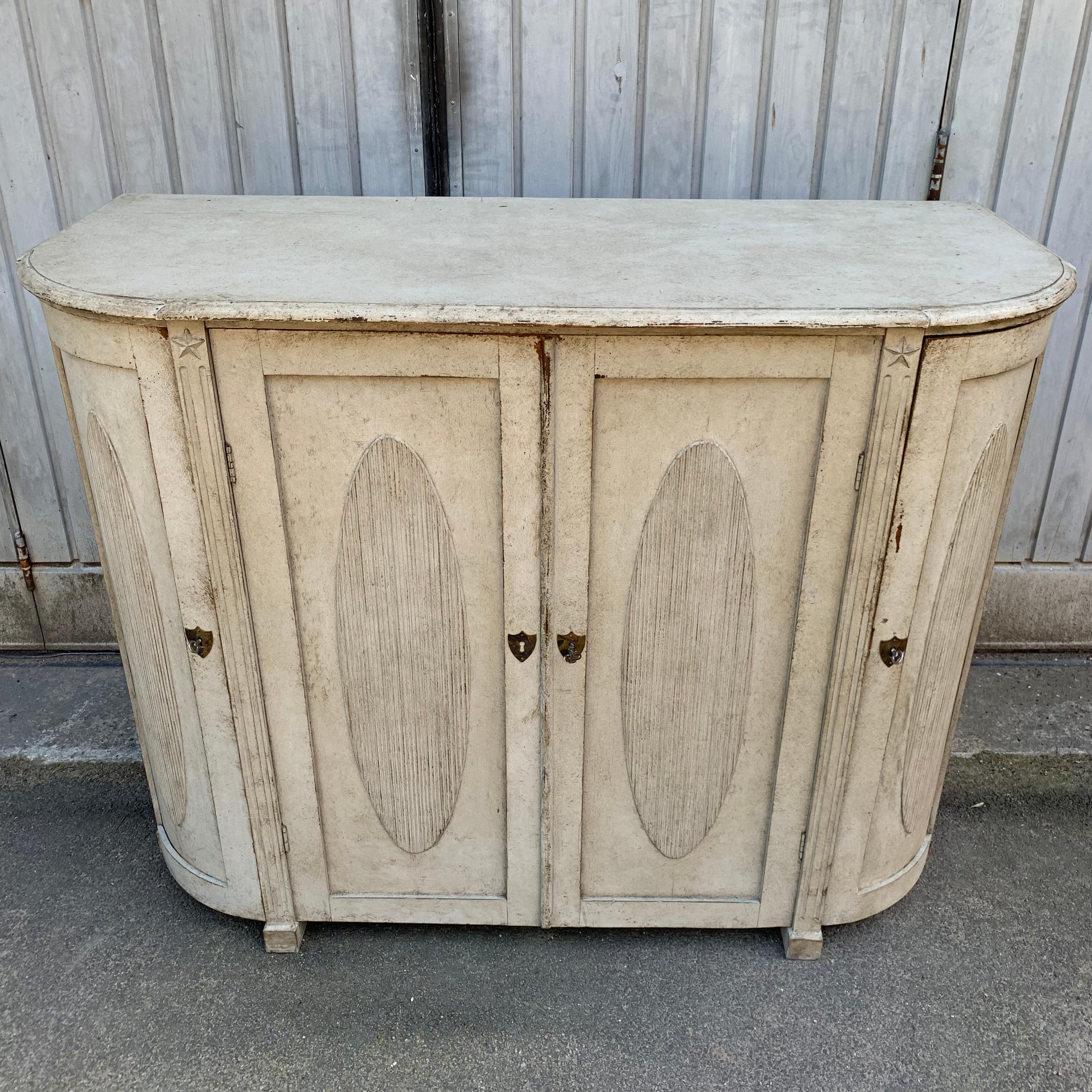 Large Gray Painted Gustavian Carved Wood Sideboard Buffet 6