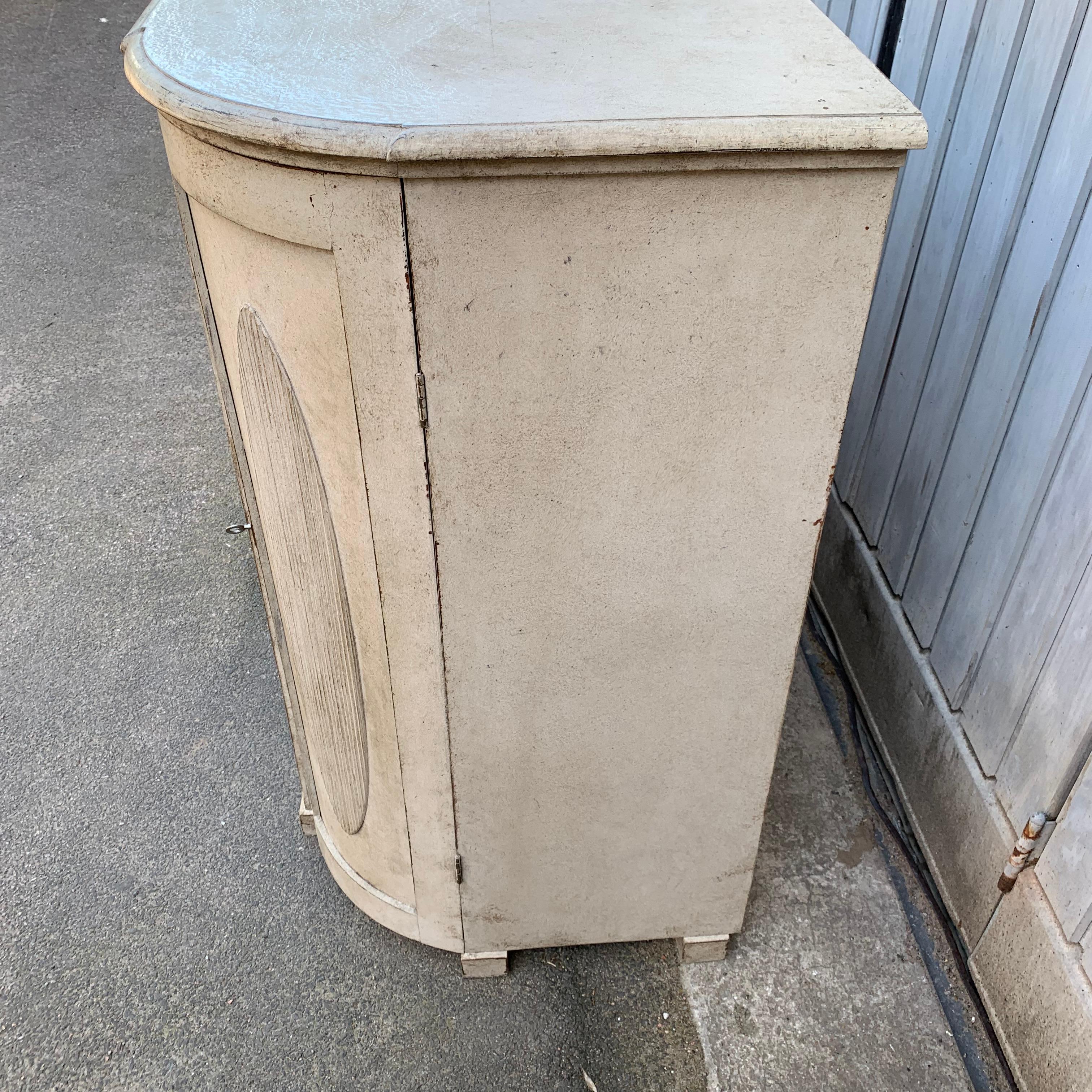 Large Gray Painted Gustavian Carved Wood Sideboard Buffet 8