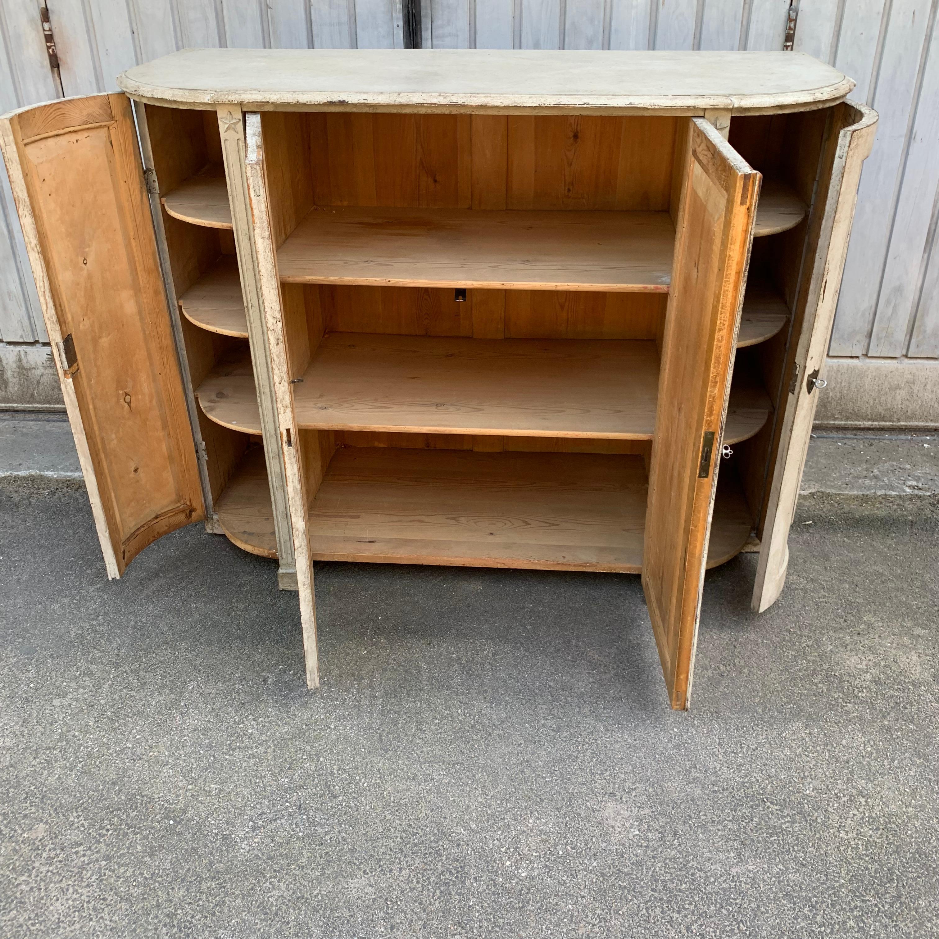 Large Gray Painted Gustavian Carved Wood Sideboard Buffet 10