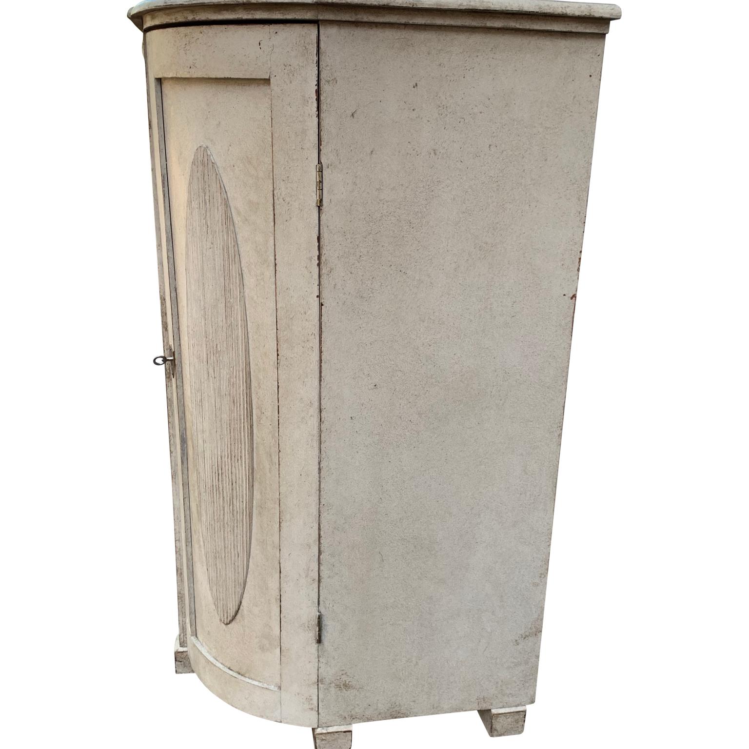 Large Gray Painted Gustavian Carved Wood Sideboard Buffet 1