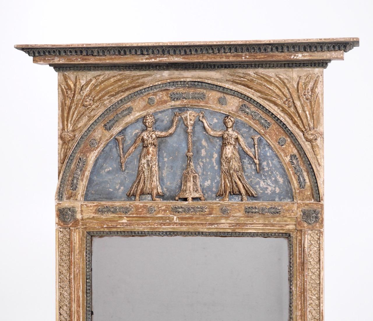 Large Gustavian mirror in original paint and guilt, Stockholm master, and old glass, circa 1790-1810.
Measures: H. 154 W. 82 D. 10 cm
H. 60.6 W. 32.2 D. 3.9 in.
