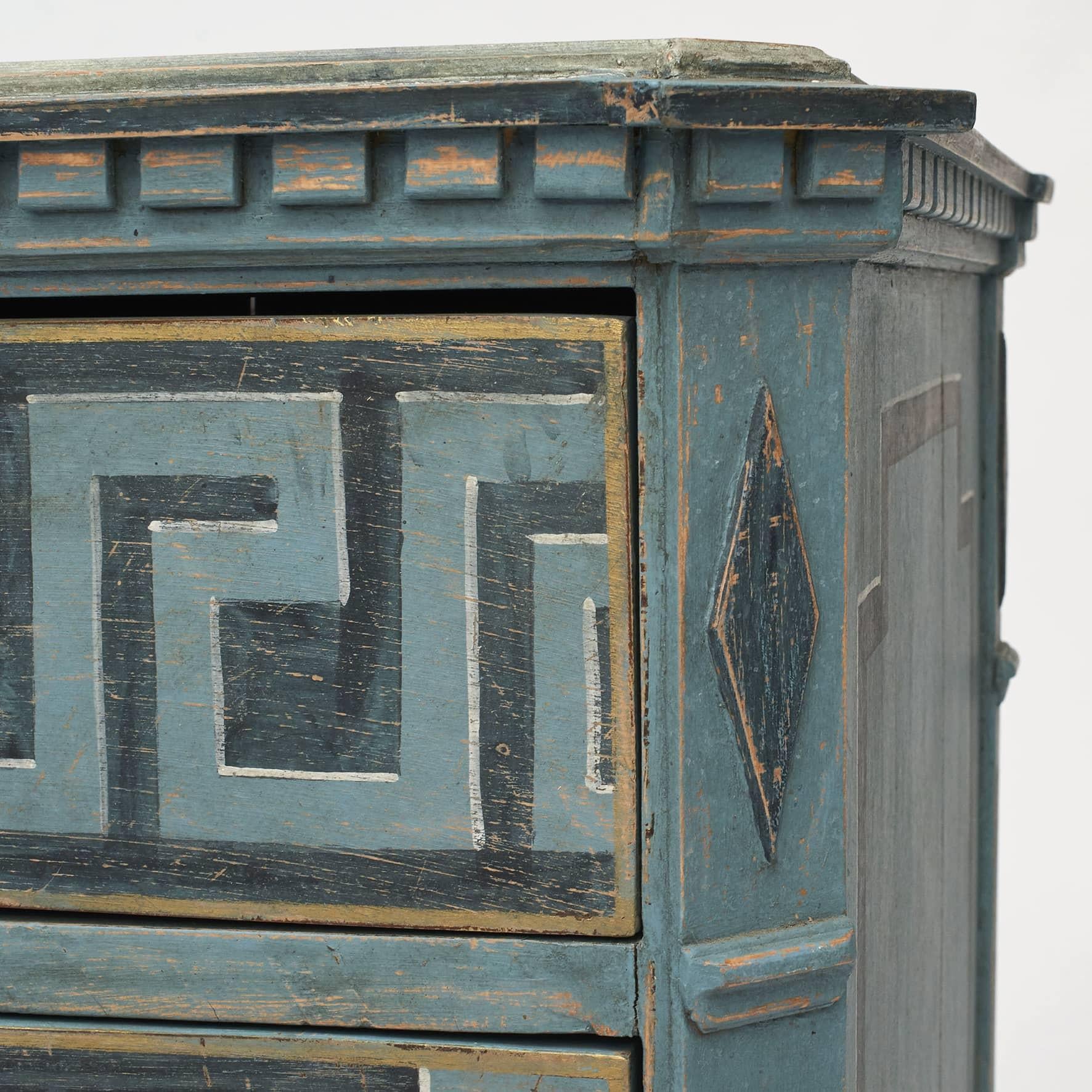Large Gustavian Style Chest of Drawers in Blue Shades 1