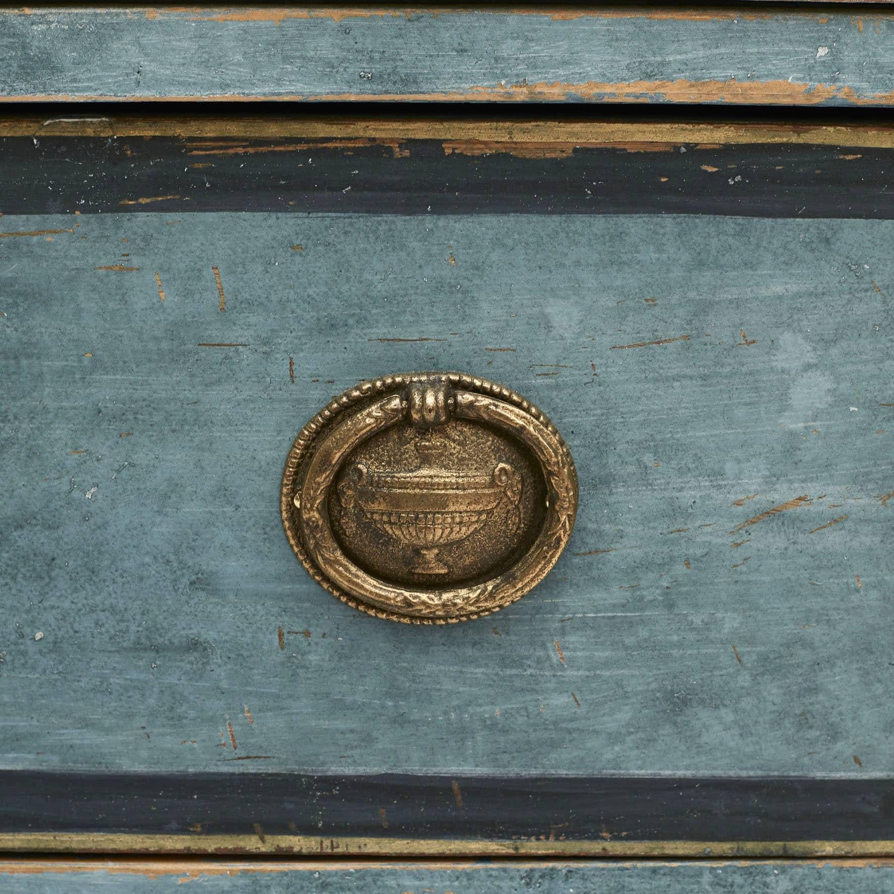 Large Gustavian Style Chest of Drawers in Blue Shades 1