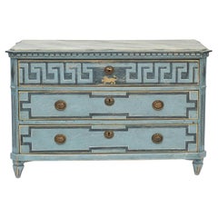 Large Gustavian Style Chest of Drawers in Blue Shades
