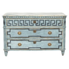 Large Gustavian Style Chest of Drawers in Blue Shades